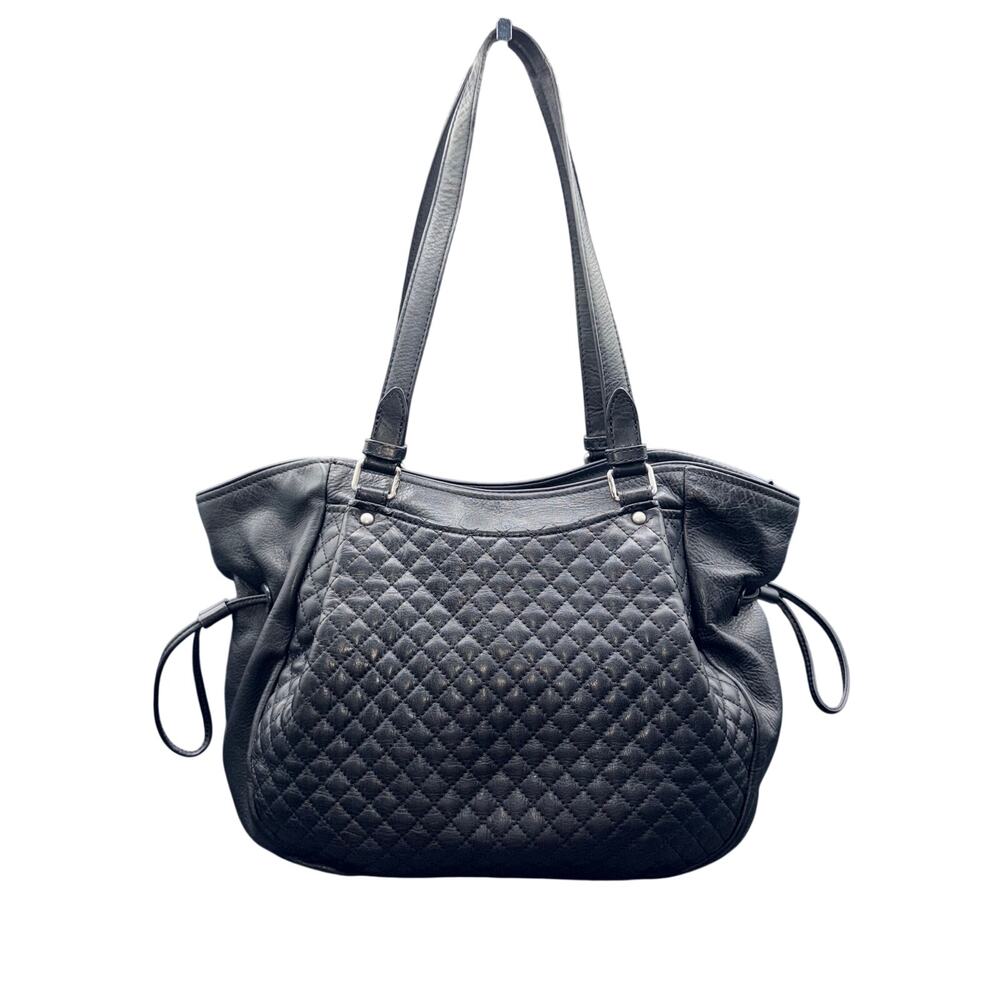 Vera Bradley Black Quilted Leather Tote Bag Large Shoulder Purse
